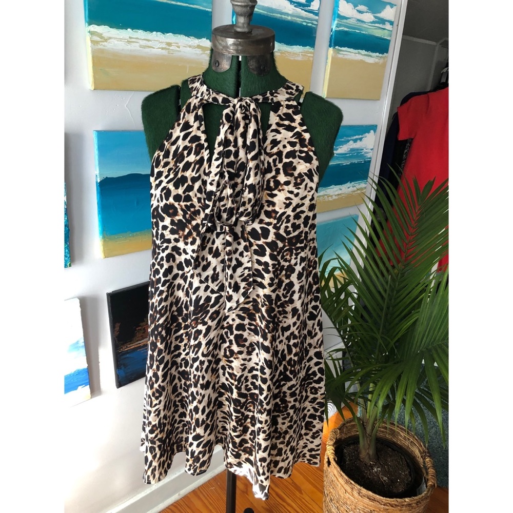 SHOW ME YOUR MUMU TESS TIE CHEETAH DRESS